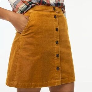 J. CREW corduroy button-front mini A-line skirt size 6